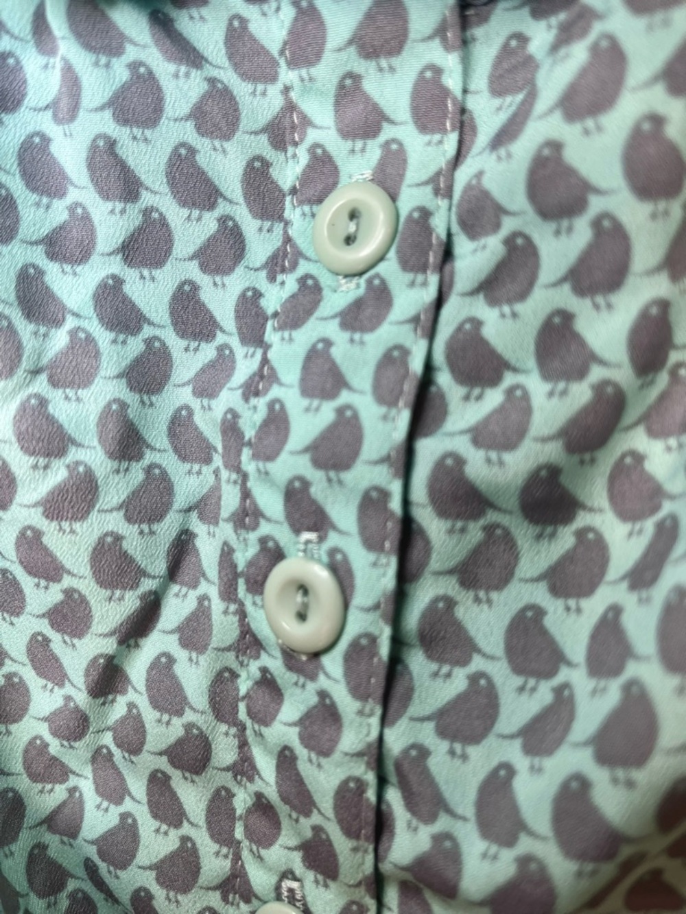 Bird Print Dress by Hot & Delicious - Light Teal w Ruffles - Sz Med - Picture 6 of 8